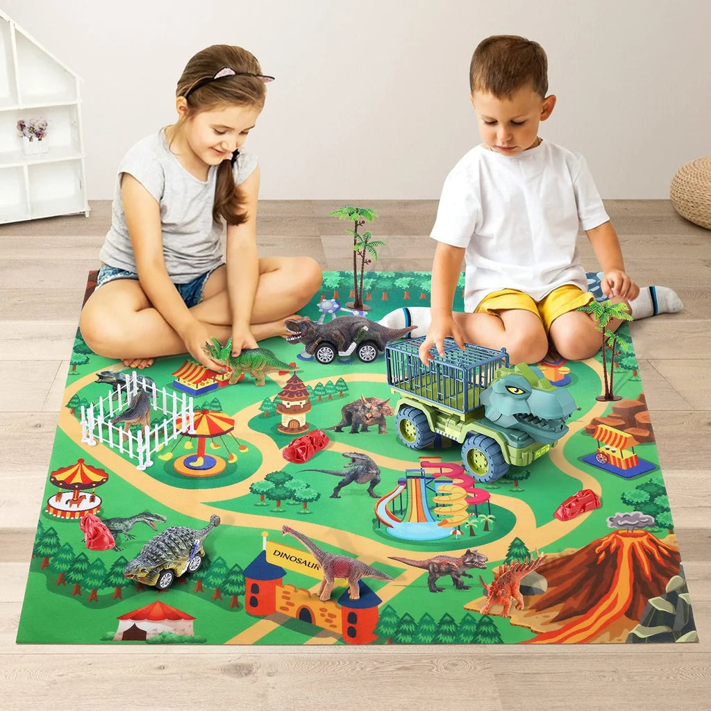 Dinosaur Transport Car Carrier Truck with 15 Dinosaurs P79374