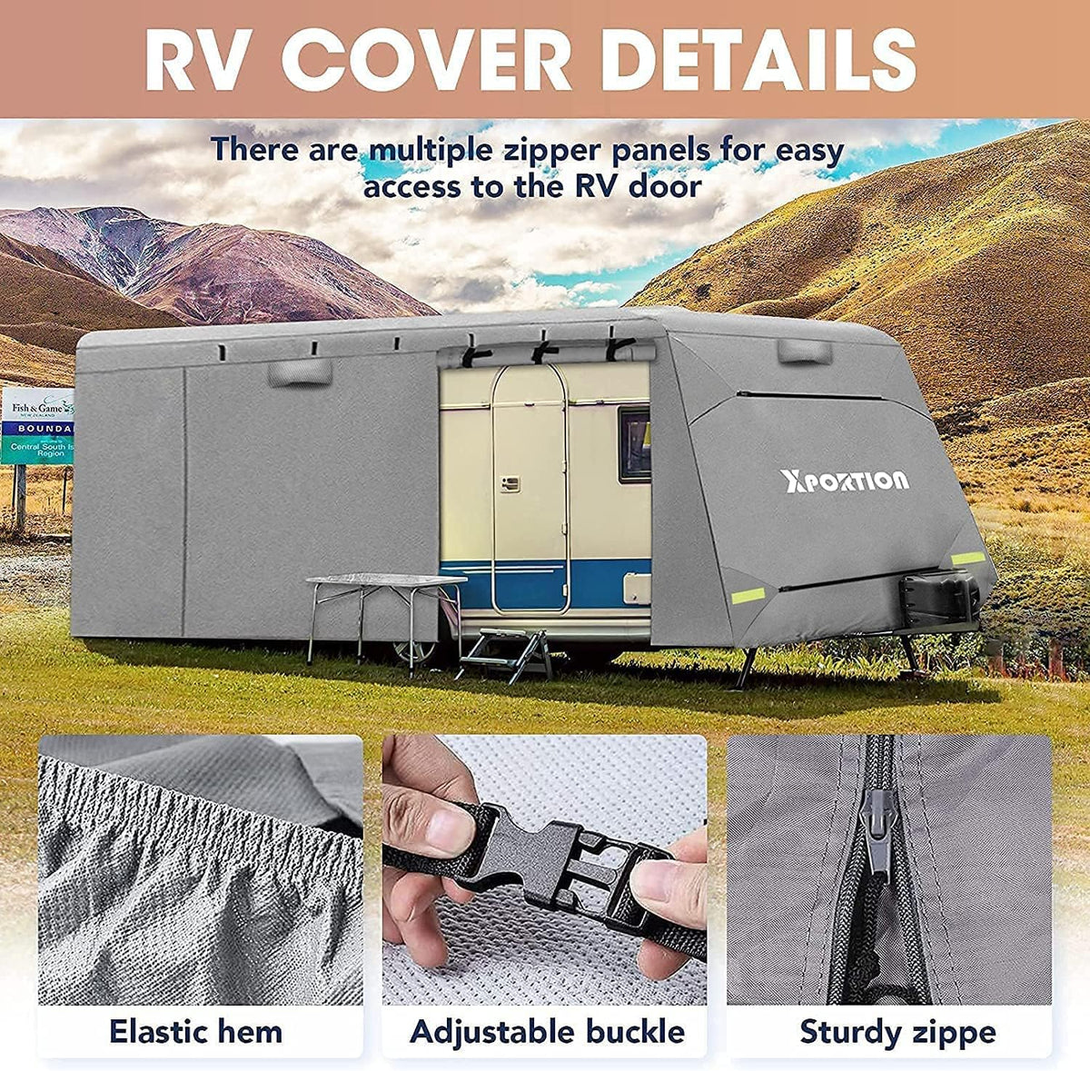 Windproof 4-Layer Travel Trailer Cover Fits 24’ - 27’ RV U558416