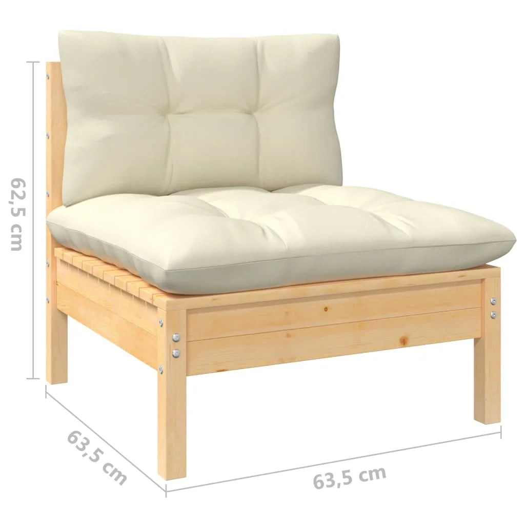 Solid Pinewood Patio Sofa with Cushions A2544