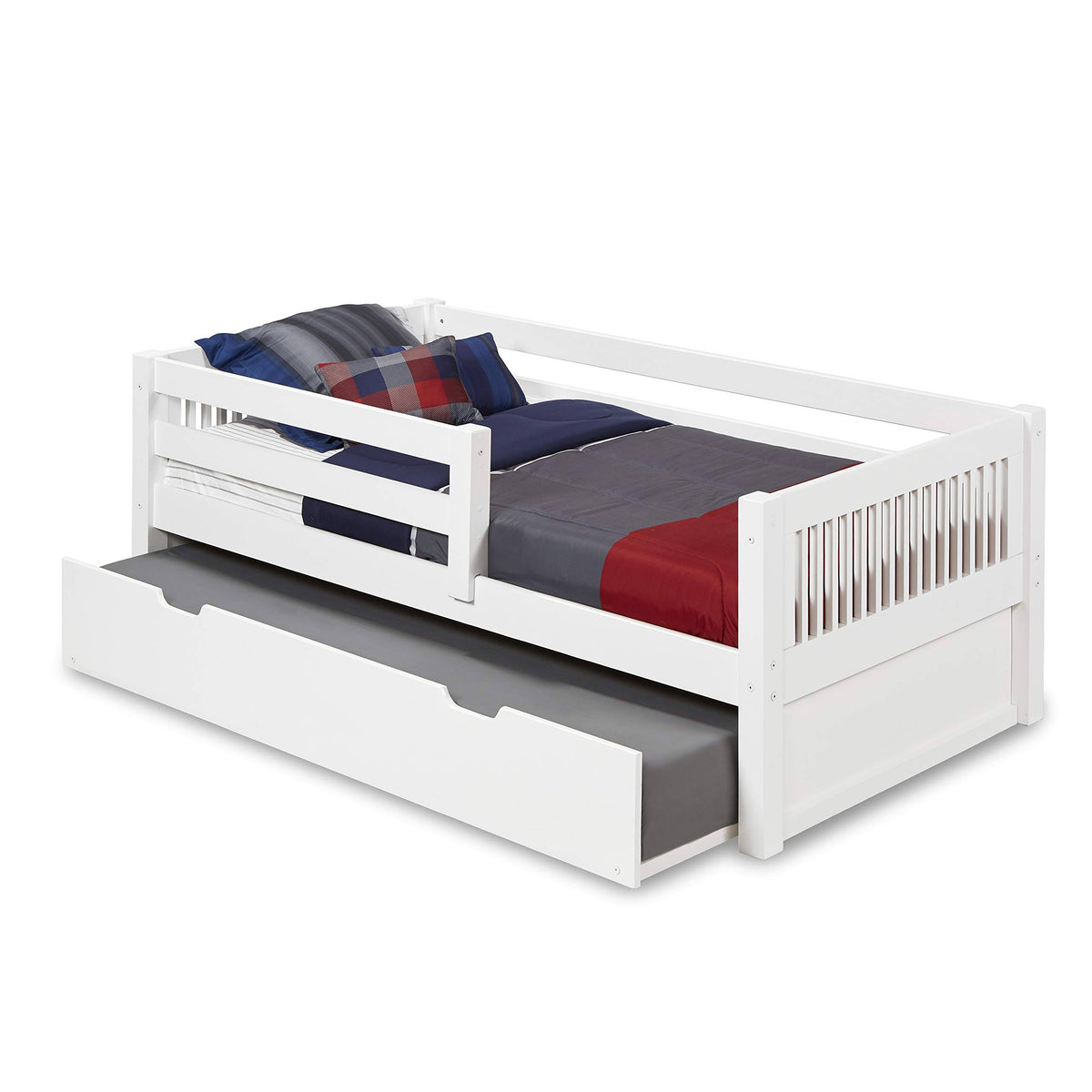White Finish Day Bed with Front Guard Rail and Twin Trundle G27268