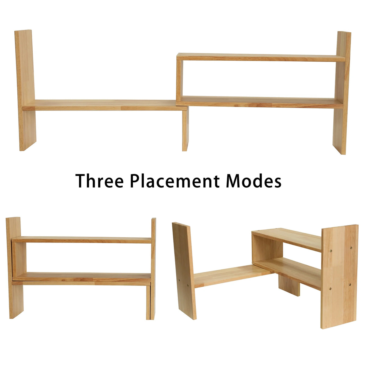 Adjustable Rubber Wood Desktop Shelf N893