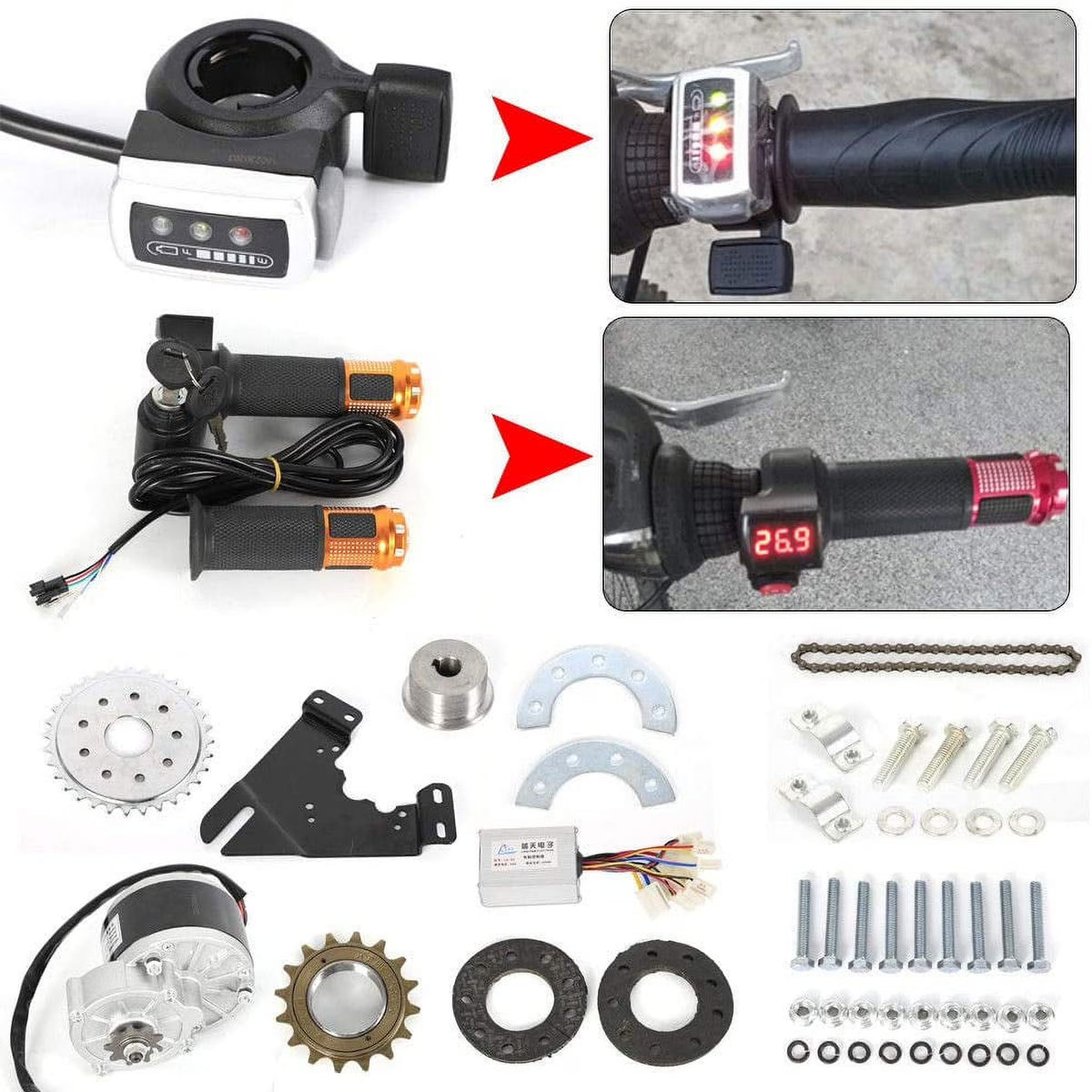24V 250W Electric Bicycle Conversion Kit with Freewheel & Motor Controller L633