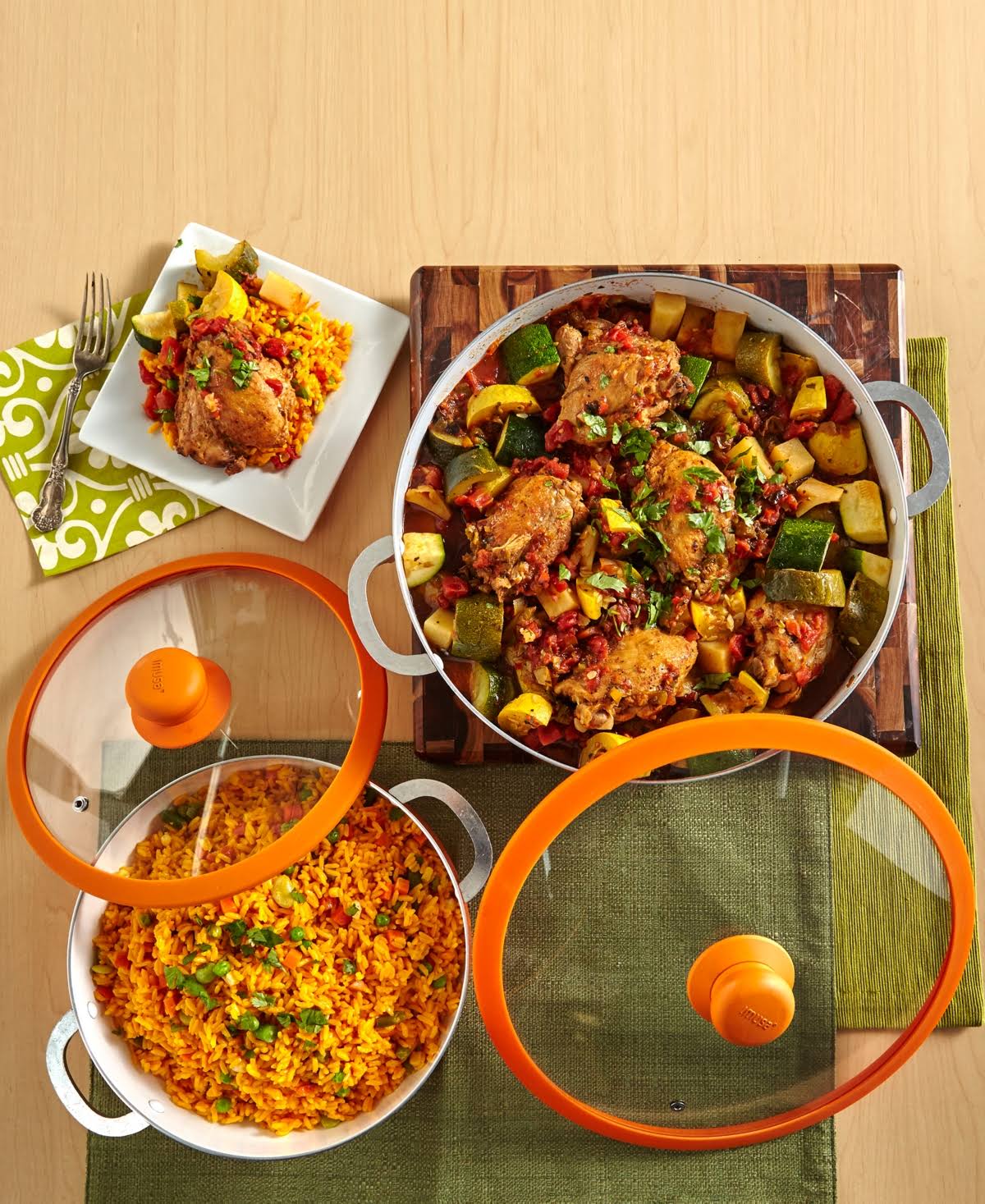 2-Piece Ceramic Nonstick Caldero Set Orange F57856