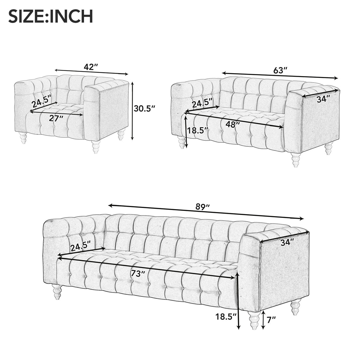 Modern Sofa with Solid Wood Legs E871871