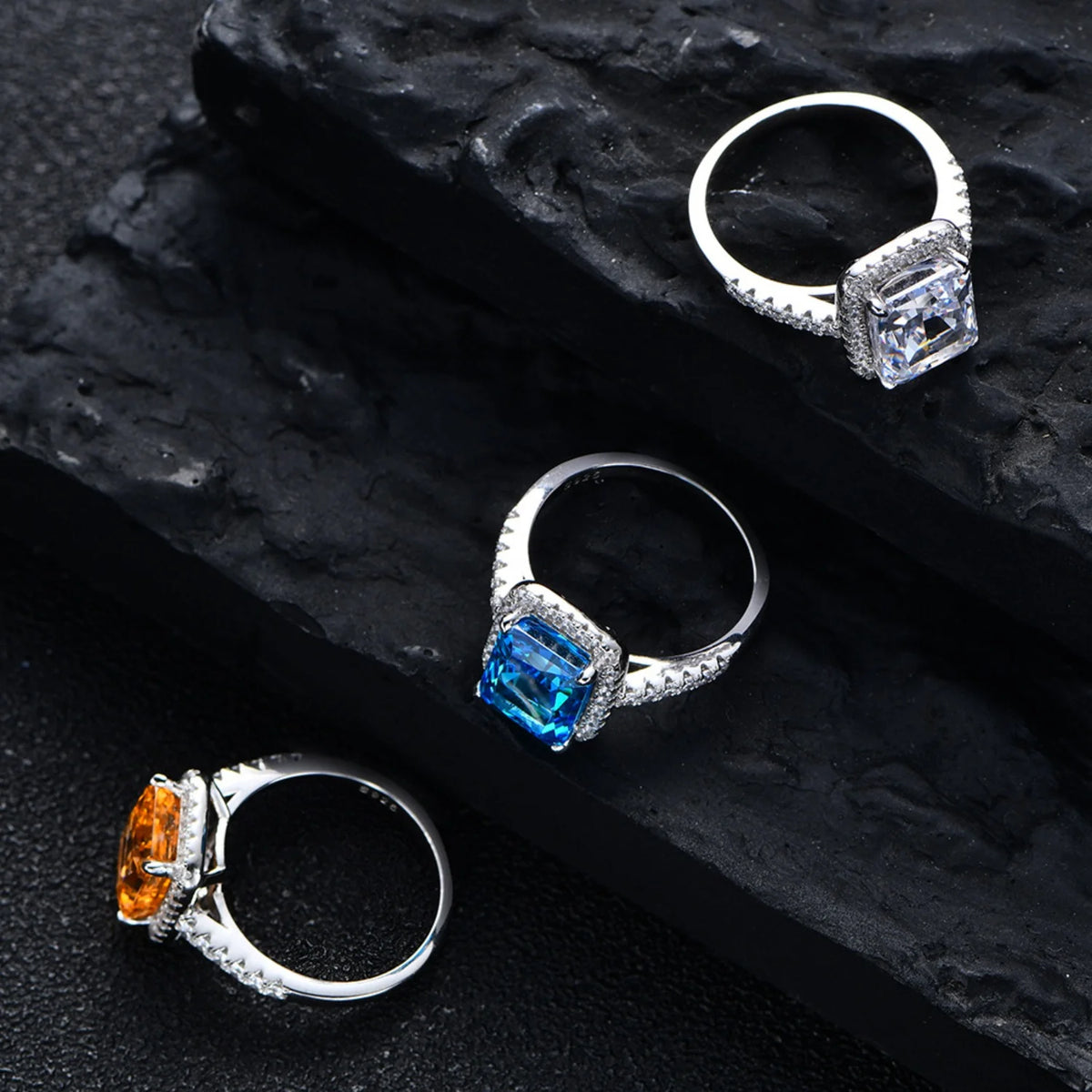 Radiant Cut 8*10mm Zircon Engagement Rings S925 Sterling Silver G63763