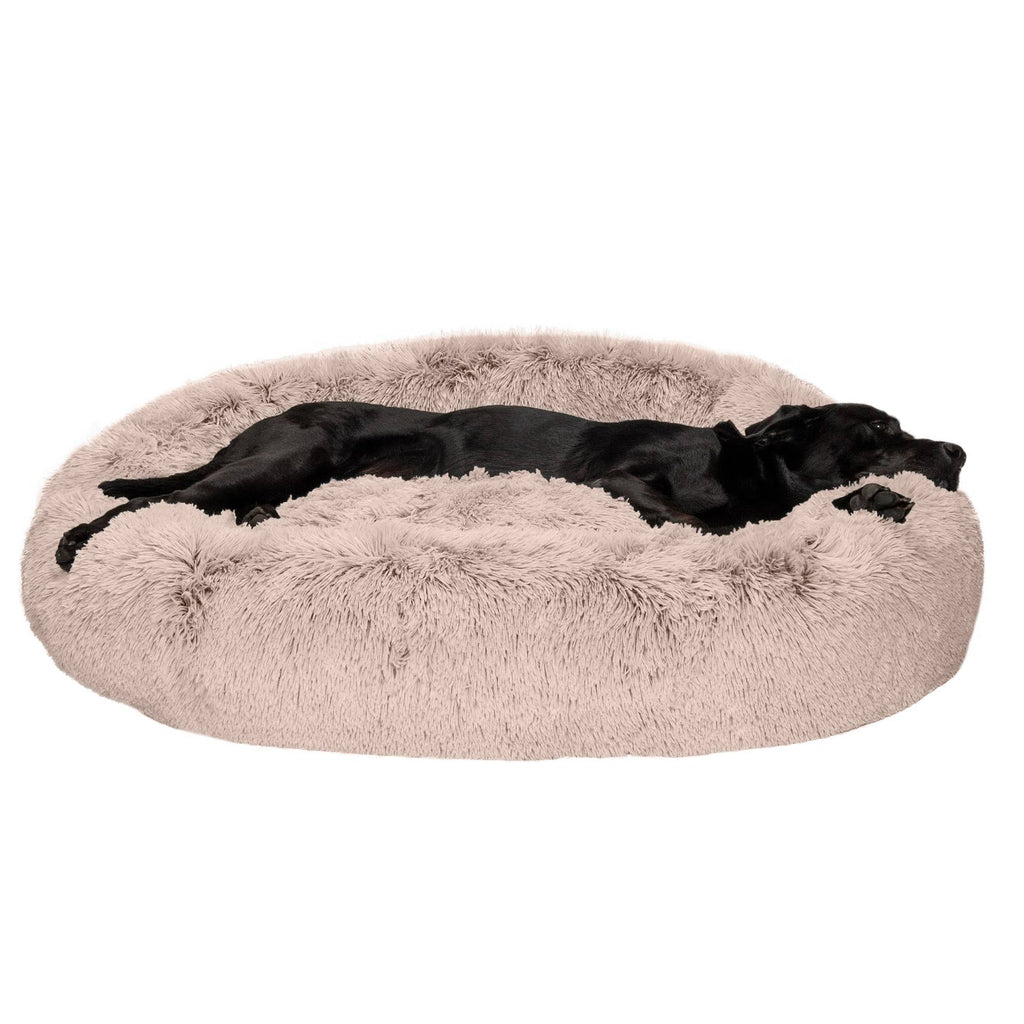 Taupe Jumbo Long Fur Donut Dog Bed C629
