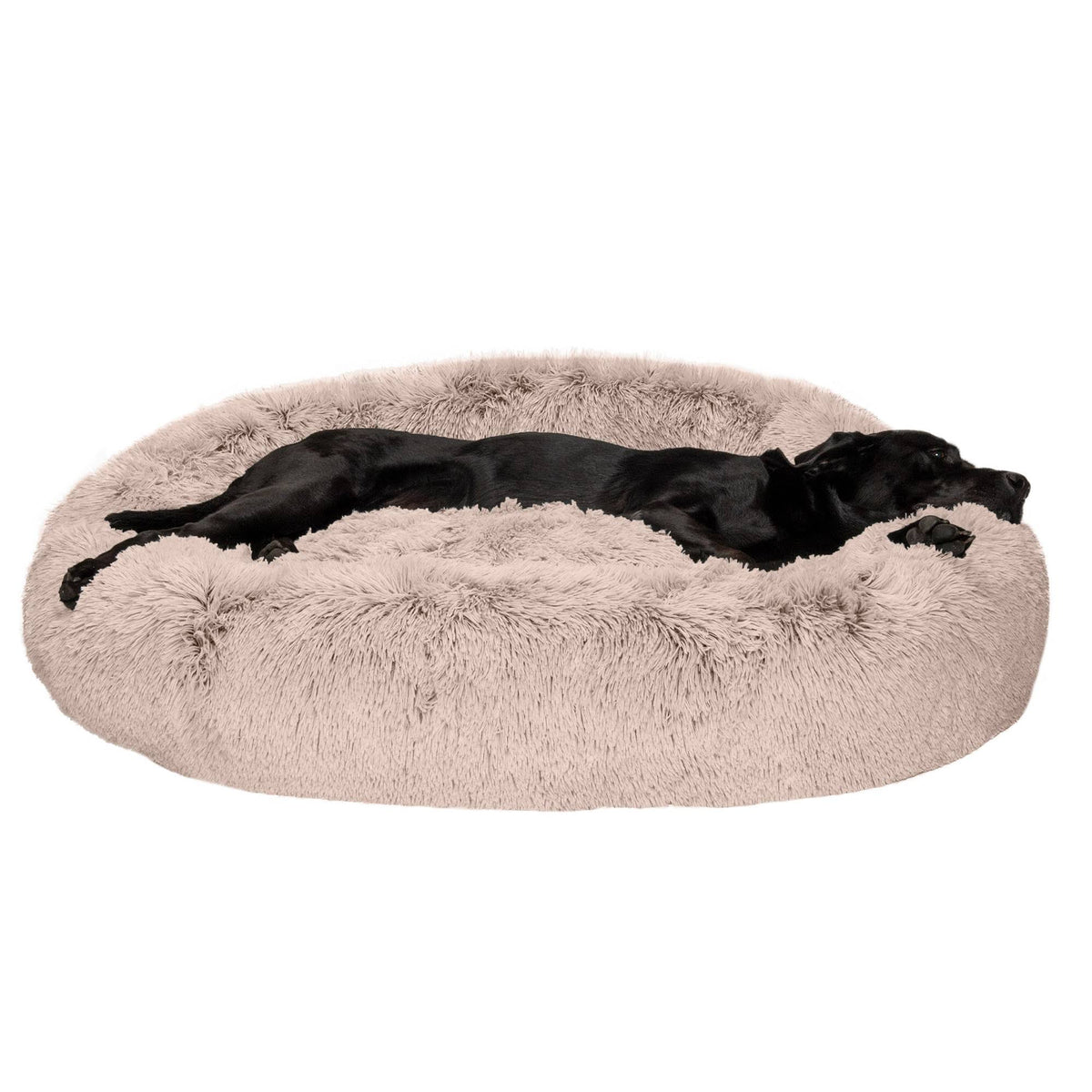 Taupe Jumbo Long Fur Donut Dog Bed C629