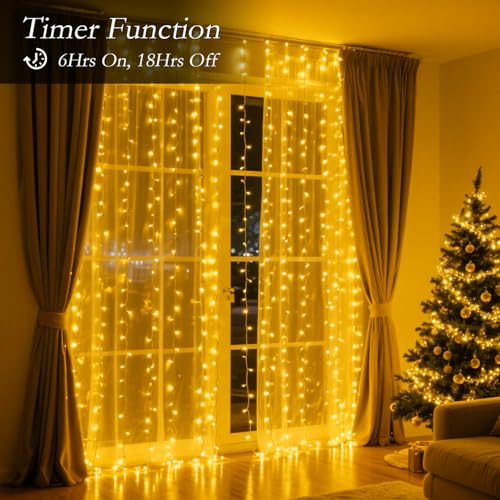 200 LED Curtain String Lights with Timer and 8 Modes C1741