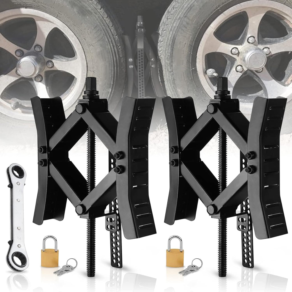 RV Camper Wheel Chock Stabilizer Scissor, 2 Pack Tire Wheel X Chock Y7596