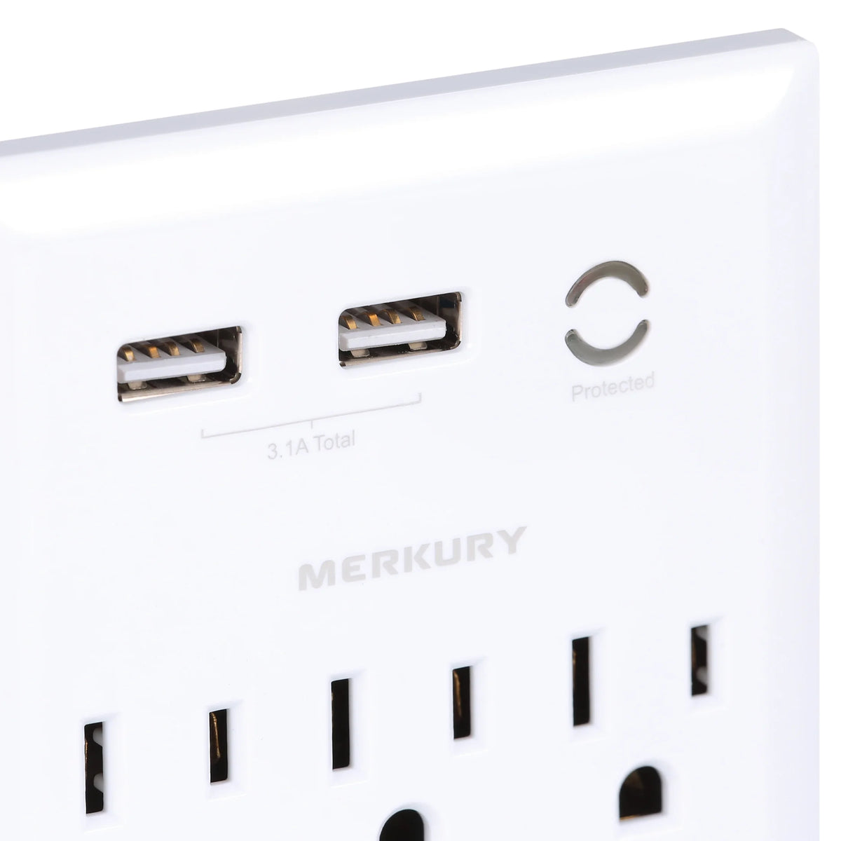 White 6-Outlet USB Wall Charger Extender with Phone Stand U48881