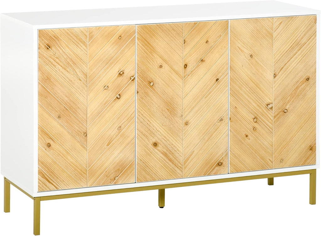 Natural Wood 3 Door Accent Sideboard Cabinet with Adjustable Shelving H30631