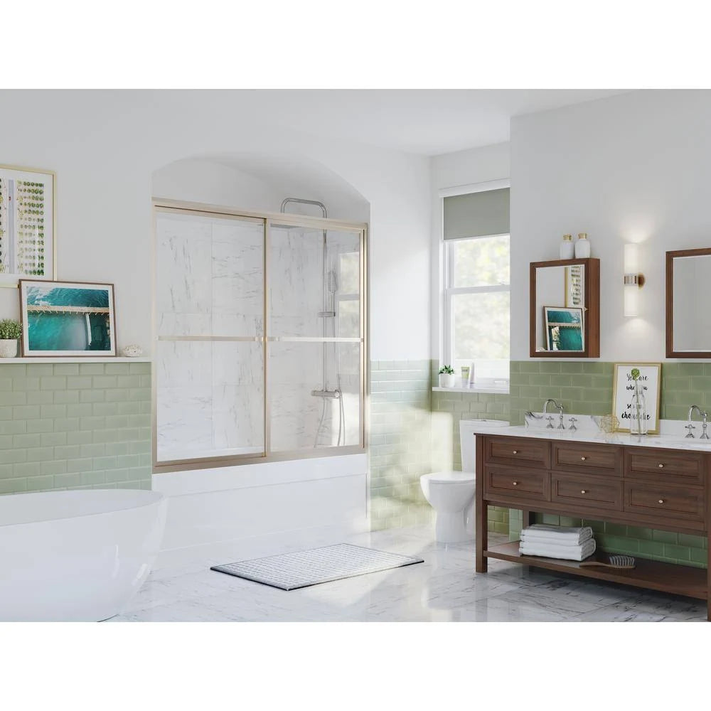 Framed Sliding Tub Door Brushed Nickel P301