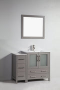 42 in. Single Sink Vanity Cabinet with Ceramic Sink & Mirror Grey P231441