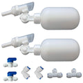 1/4 Float Shut Off Valve Angle Adjustable Quick Connect Valve for RO System (2 pcs+Ball Valve+Elbow+Tee) S79740