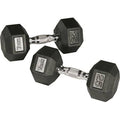 Rubber Hex Dumbbell with Chrome Ergo Handle - 90 lbs E501883