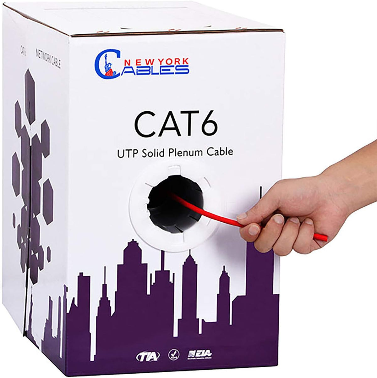 CAT6 Plenum Cable 1000ft (CMP) 23AWG Solid Conductor 550MHz 4Pair 10GB UTP Internet Cable L127