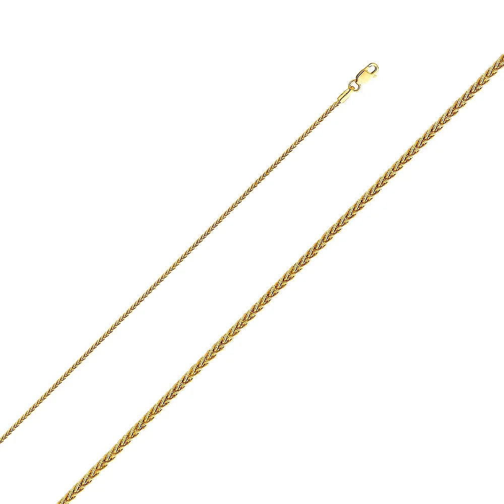 14K Yellow Gold 1.4-mm Matte-finish Wheat Chain S210