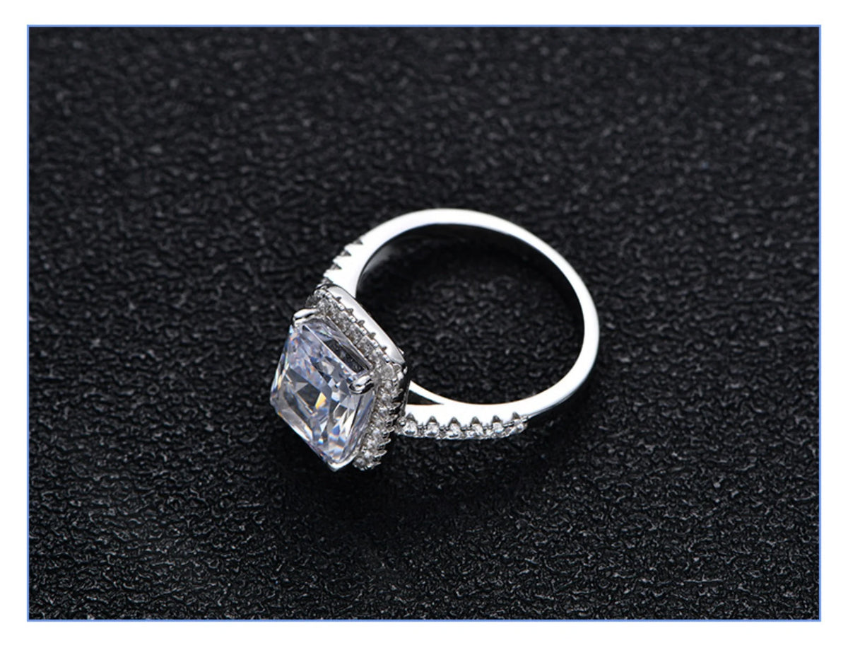 Radiant Cut 8*10mm Zircon Engagement Rings S925 Sterling Silver G63763