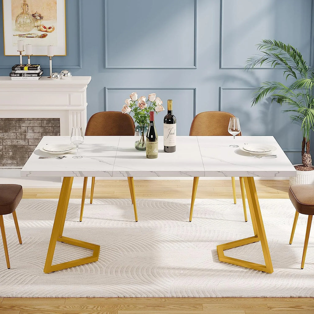 55" Faux Marble Rectangular Dining Table E339
