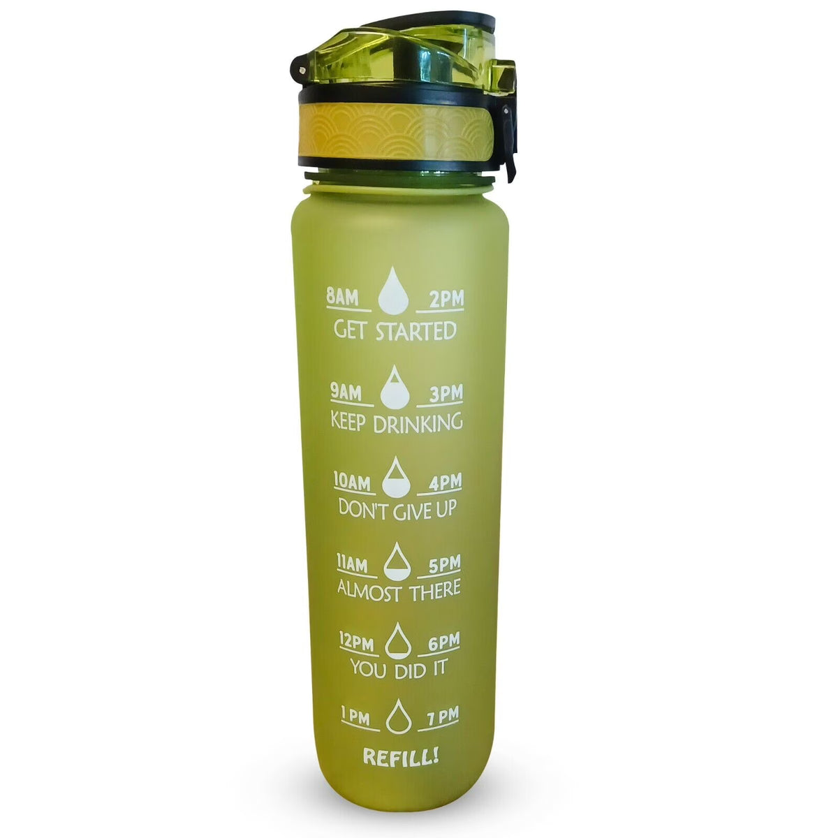 32 Oz Green Motivational Drinking Water Bottle With Time Marker D472