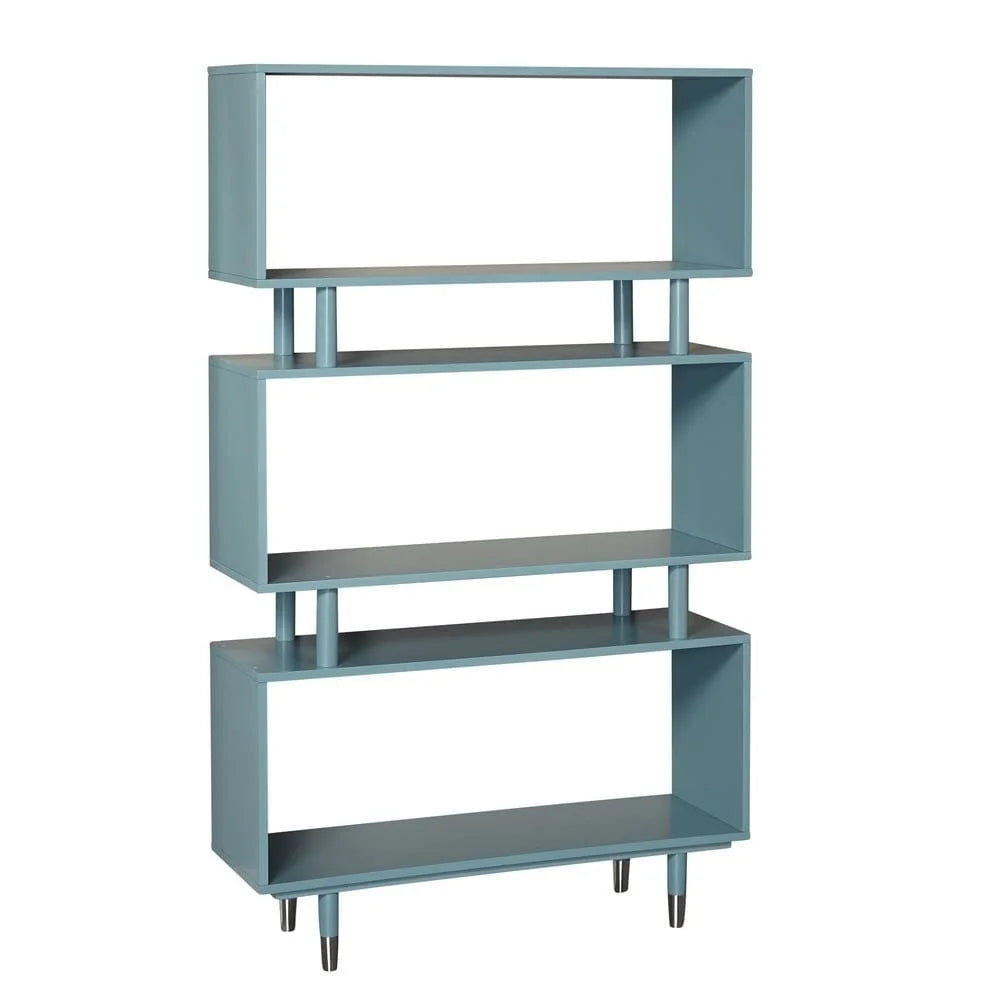 Mid-Century Modern 3-tier Bookshelf Antique Blue J90033