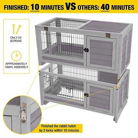 Wooden Rabbit Hutch with Folding Design E338