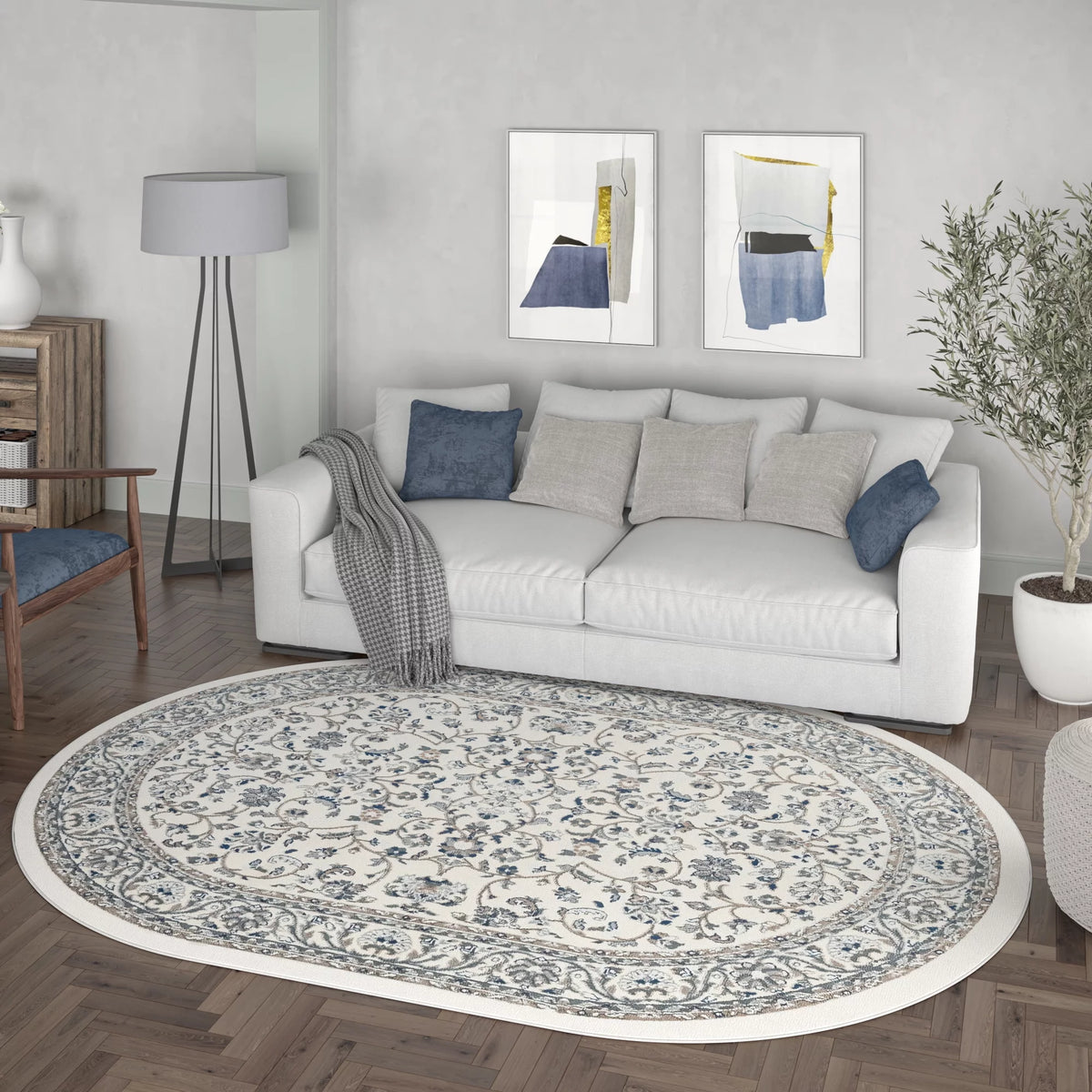 5x8 Oval Cream Area Rug Z853817