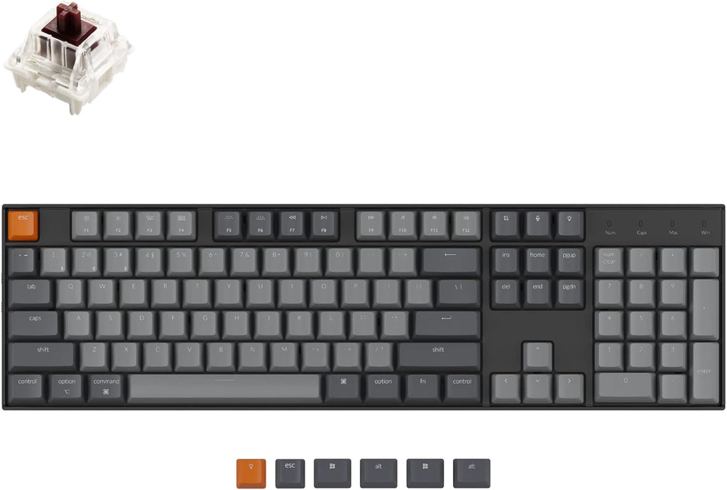 White LED Backlit Hot-Swappable Mechanical Keyboard C8376