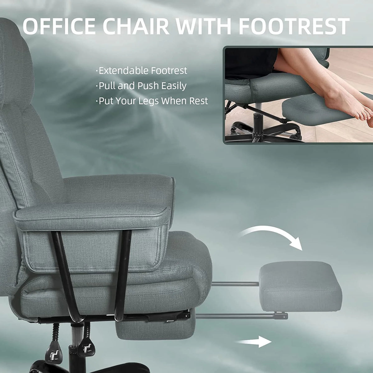Gray High Back Leather Office Chair 400lb S65436