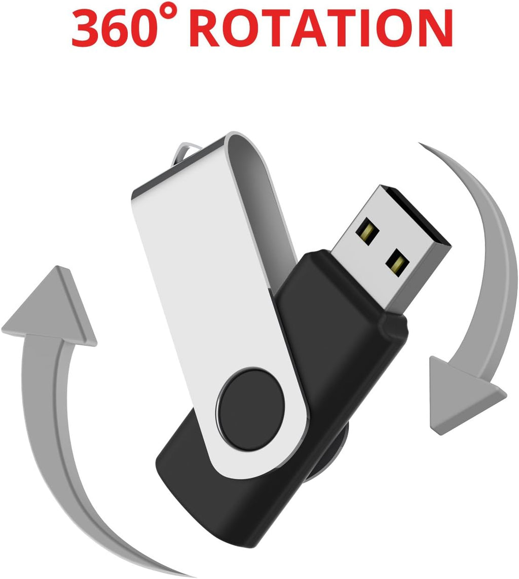 10 Pack 4GB USB2.0 Swivel Flash Drives with Led Indicator, Black O22960
