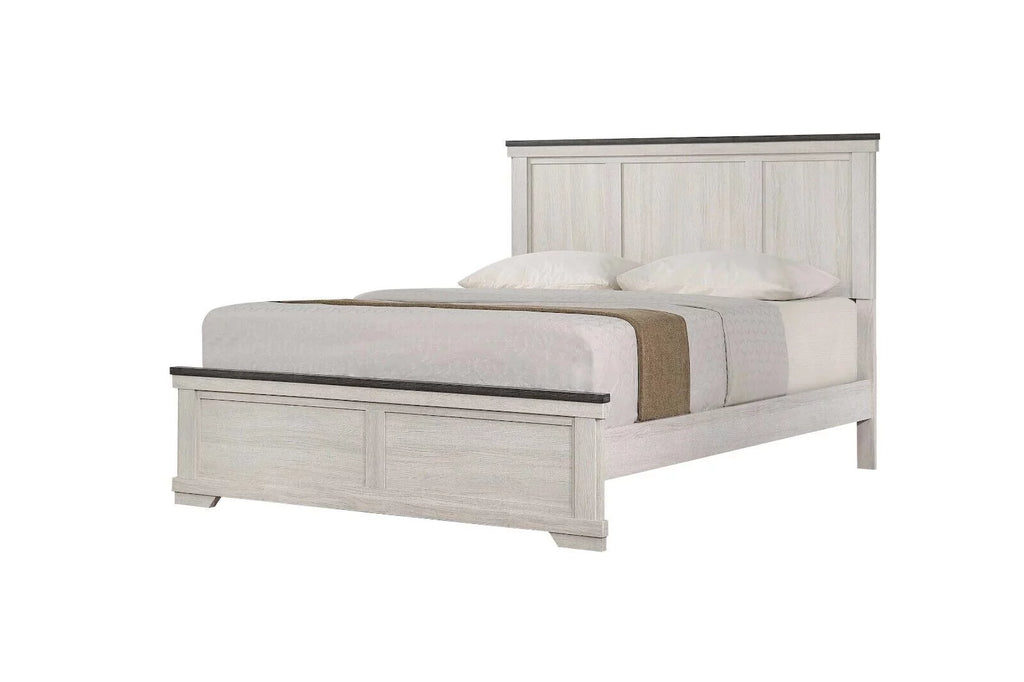 Antique White Brown 3pc Queen Size Bed and Nightstand Set X6274