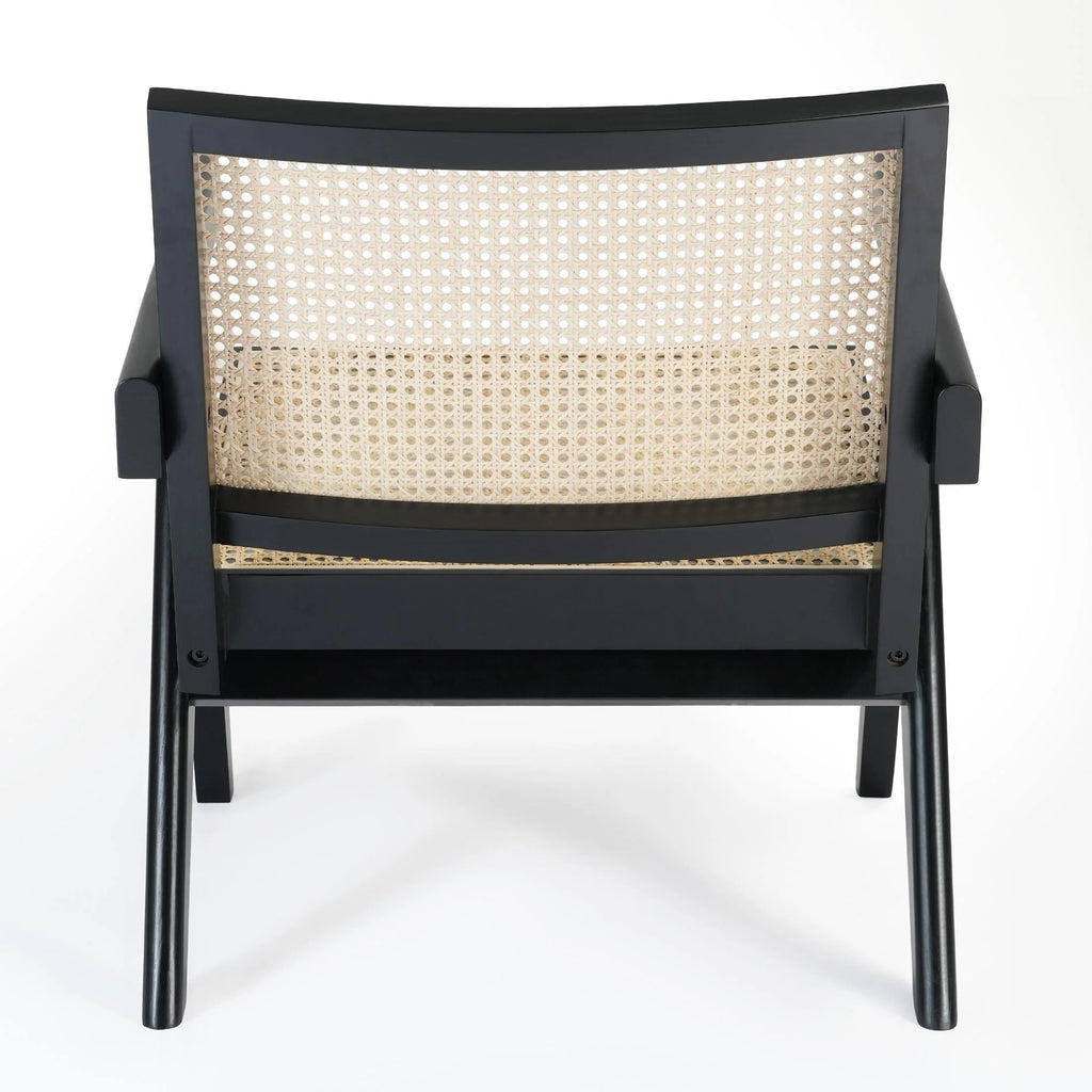Black Solid Wood Rattan Accent Chair O674