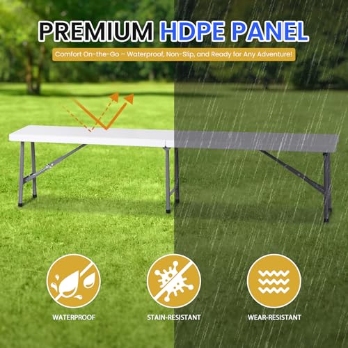 White 6ft Plastic Folding Bench H4454