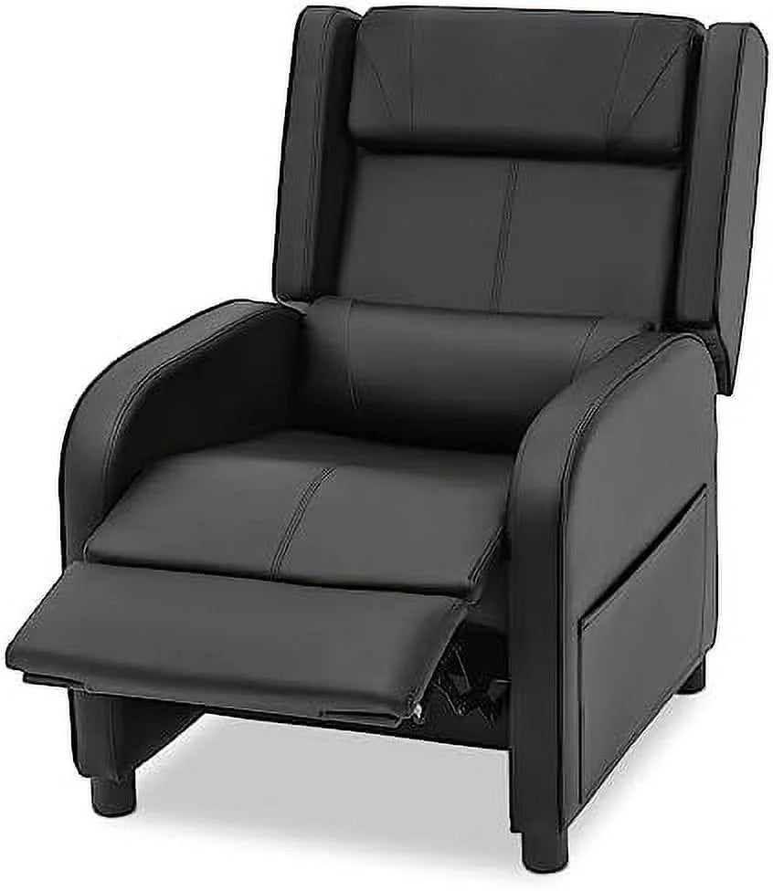 Black PU Leather Gaming Recliner Chair with Adjustable Back and Footrest S50272