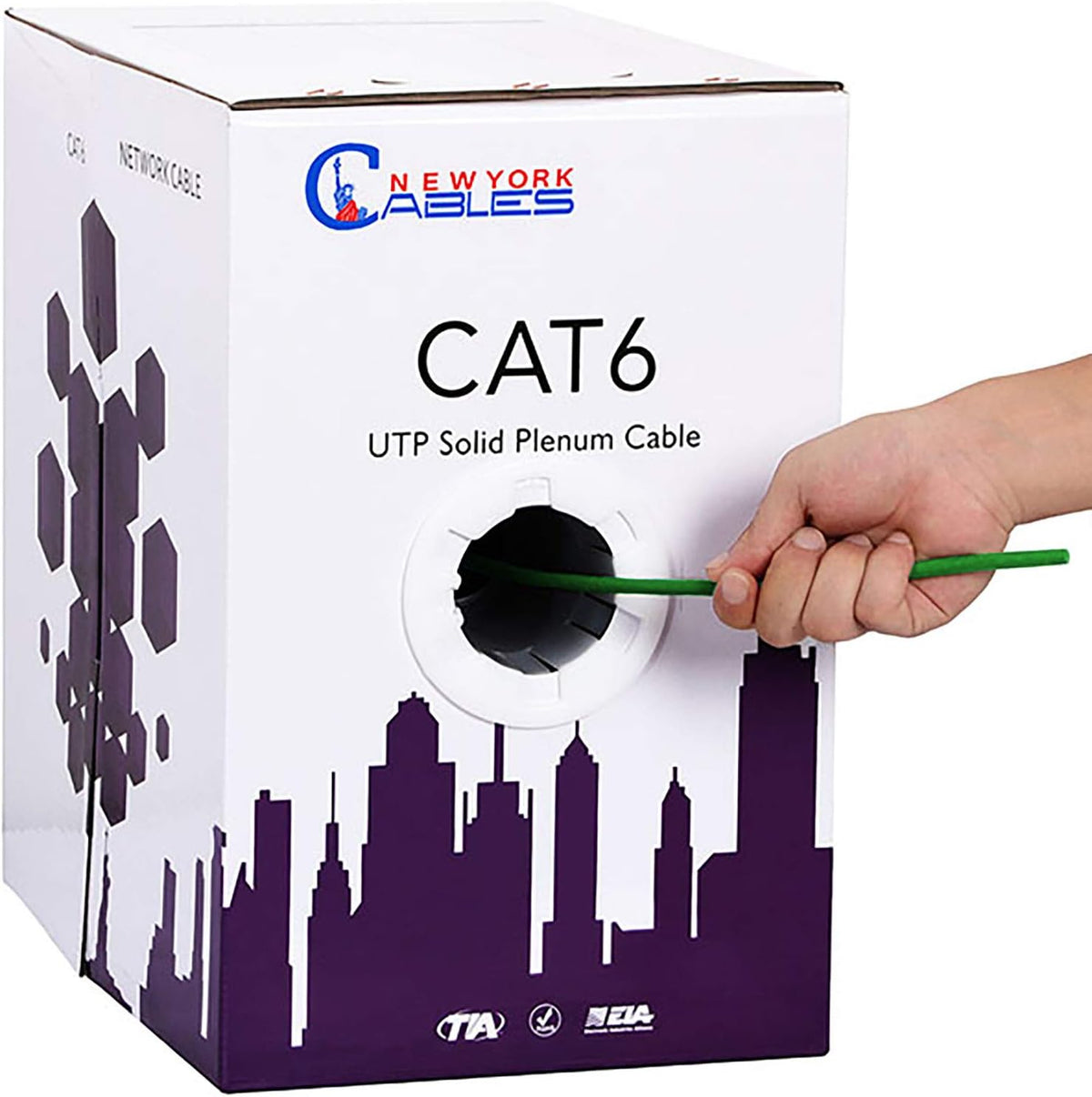 CAT6 Plenum Cable 1000ft (CMP) 23AWG Solid Conductor 550MHz 4Pair 10GB UTP Internet Cable L127