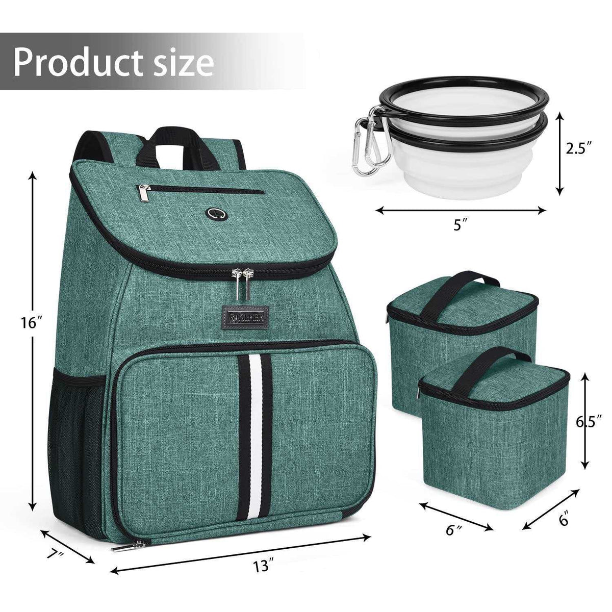 Airline Approved Dog Travel Backpack with 2 Collapsible Bowls and 2 Food Baskets X89109