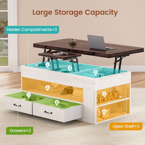 Lift Top Coffee Table with Storage and Drawers O9222