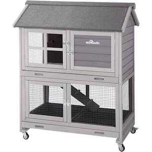Wooden Rabbit Hutch with Folding Design E338