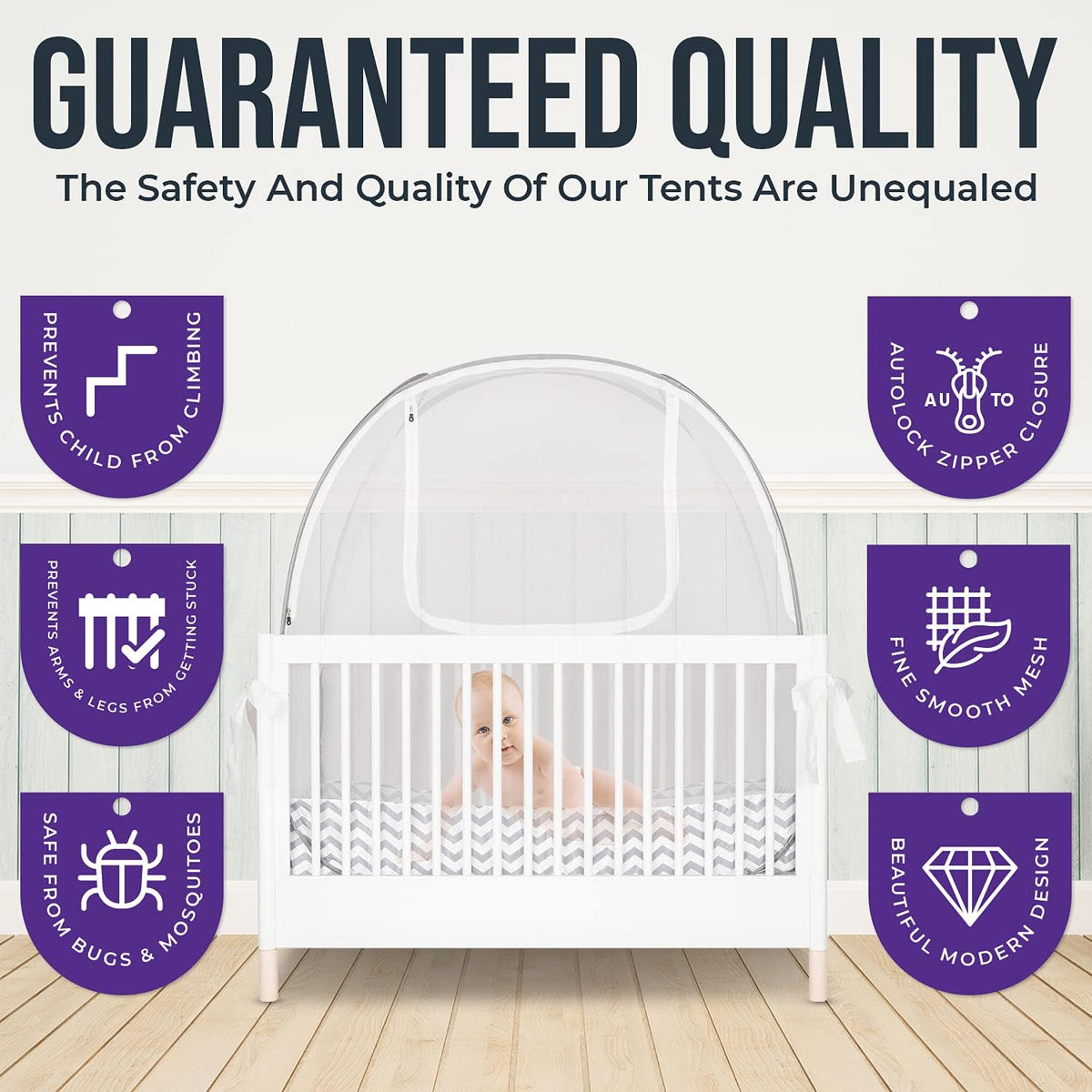 Infant Mosquito Netting Pop-Up Canopy Cover for Standard Cribs P780