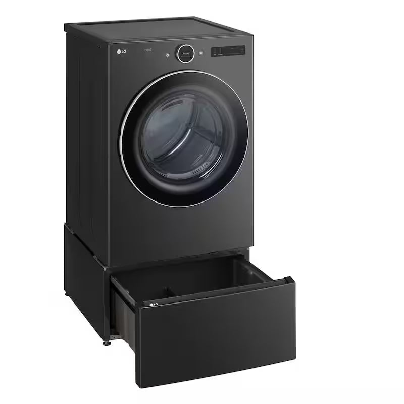 27 in. Black Steel Laundry Pedestal with Storage Drawer D91245