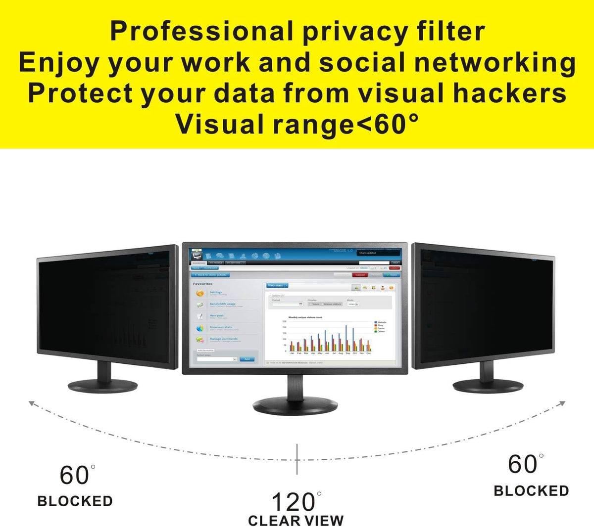24 Inch Computer Privacy Filter for 24" Widescreen Monitor (16:10 Aspect Ratio) Screen Protector Film, Pack of 2 R713915