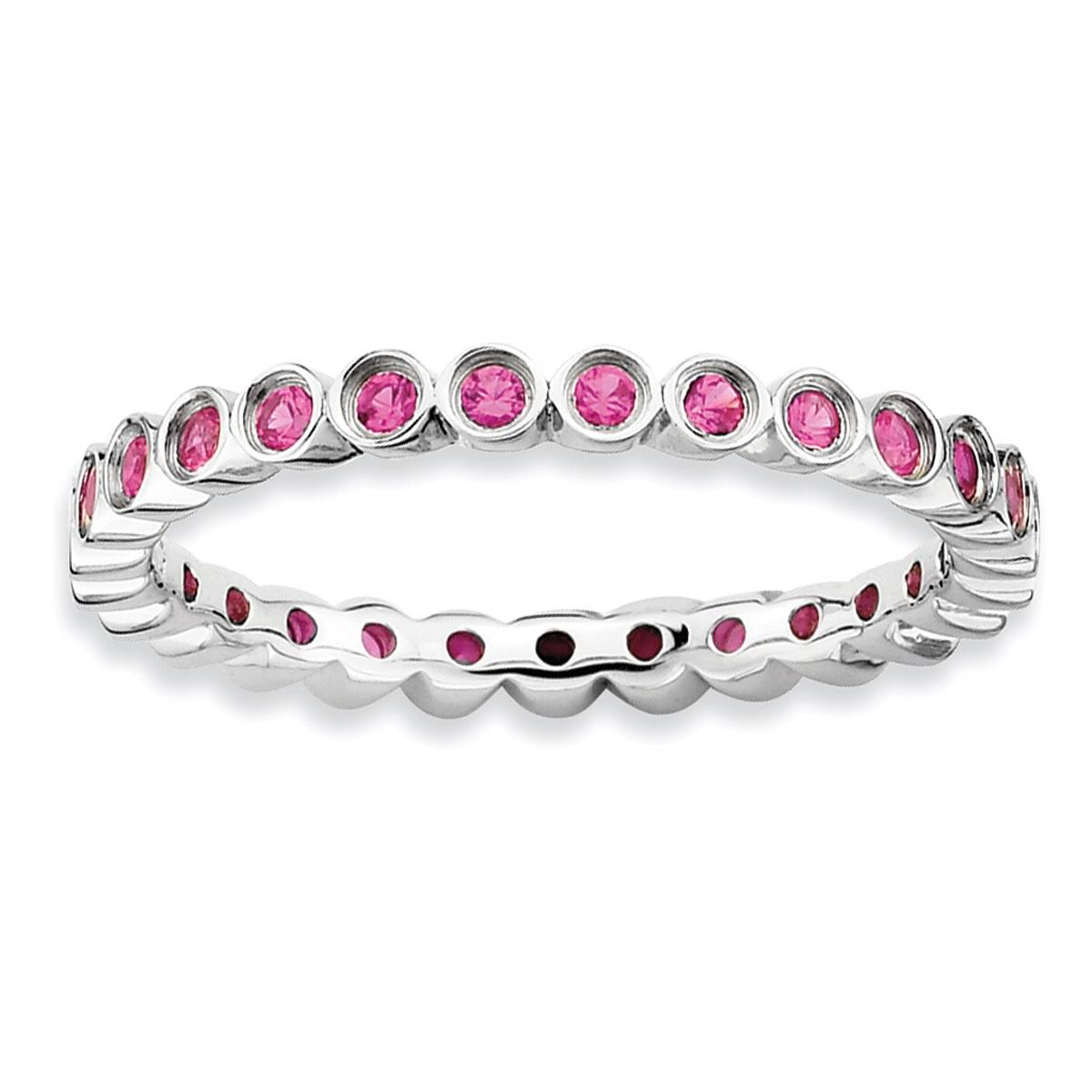 Sterling Silver Created Ruby Stackable Ring T121