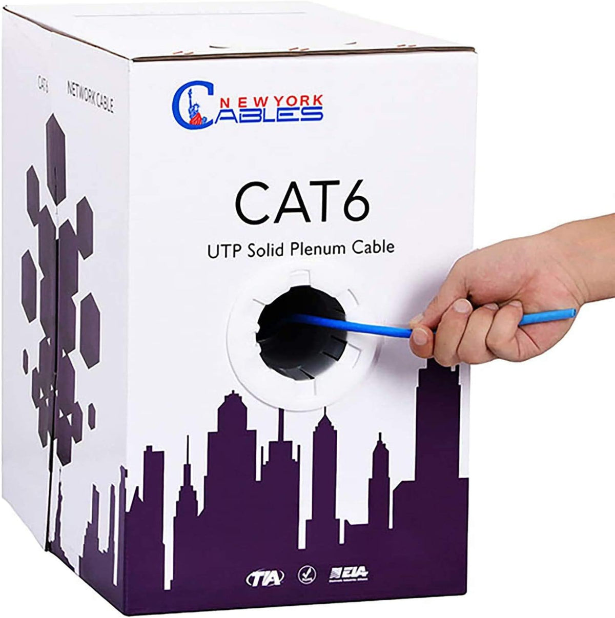 CAT6 Plenum Cable 1000ft (CMP) 23AWG Solid Conductor 550MHz 4Pair 10GB UTP Internet Cable L127