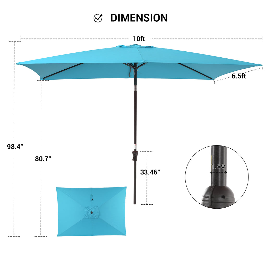 Aqua Blue Patio Market Umbrella with Tilt Button N87323
