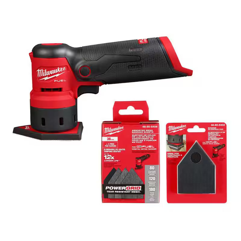 12V Cordless Orbital Detail Sander with Sanding Sheets & Sponge Pad A1601