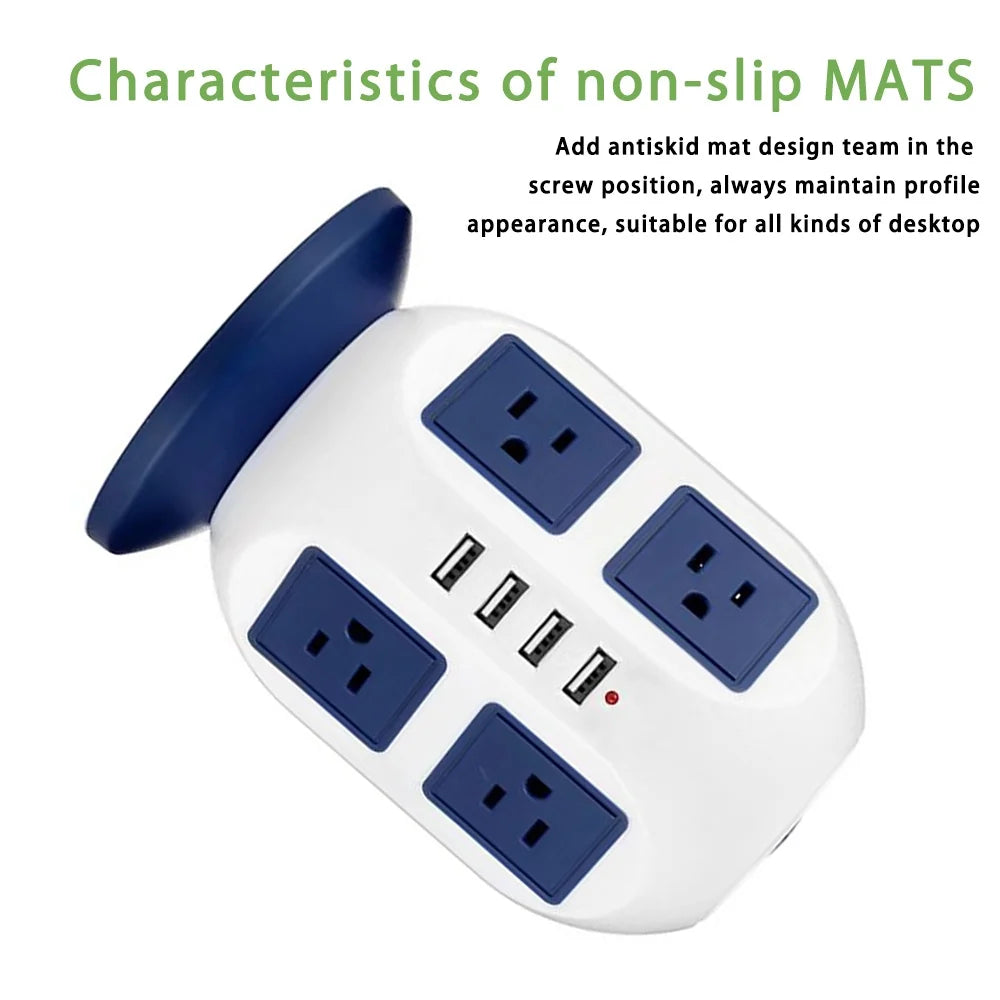 Multi Plug Charging Tower Surge Protector 8 AC Outlets 4 USB Port Power Strip Tower Extension Cord 3 Meters W9132
