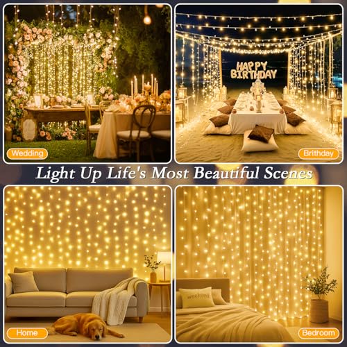 200 LED Curtain String Lights with Timer and 8 Modes C1741