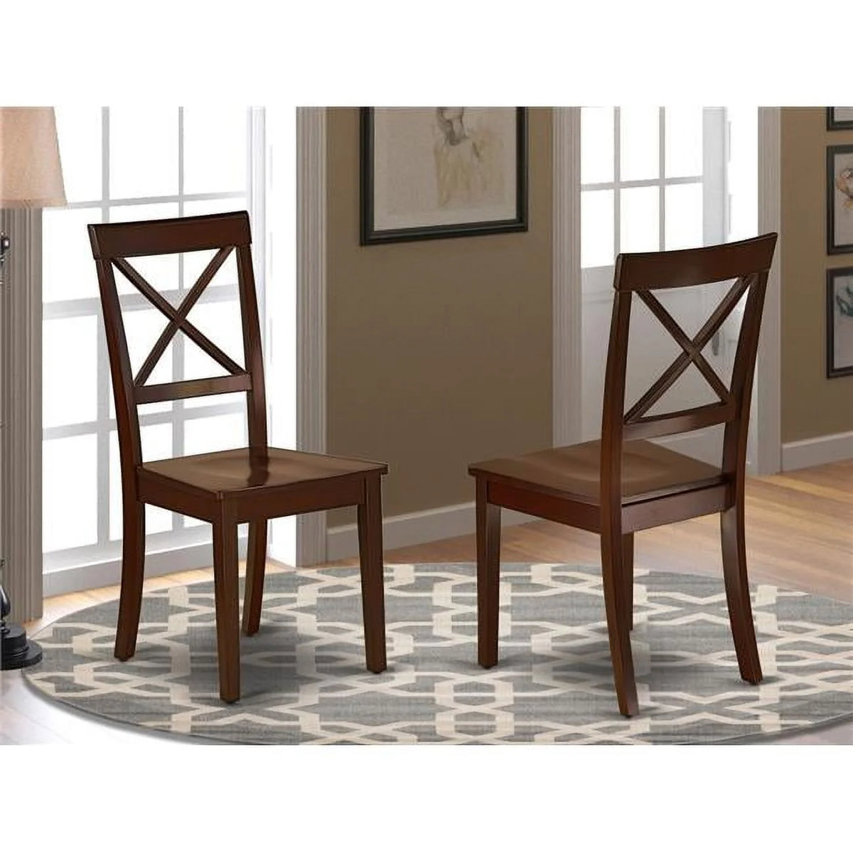Mahogany Wood Dining Chairs Set of 2 W253