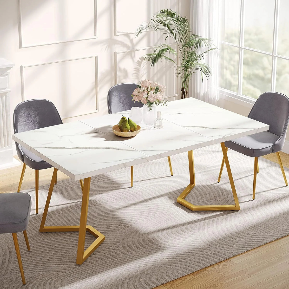 55" Faux Marble Rectangular Dining Table E339