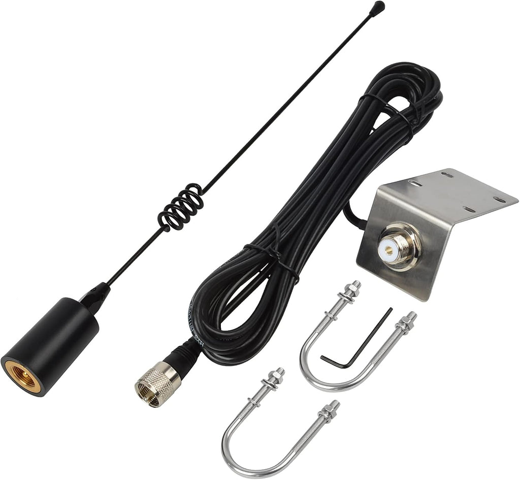 VHF Band Marine Antenna with Stainless Steel L-Bracket & RG-58 Coax Cable, Pack of 2 E858628